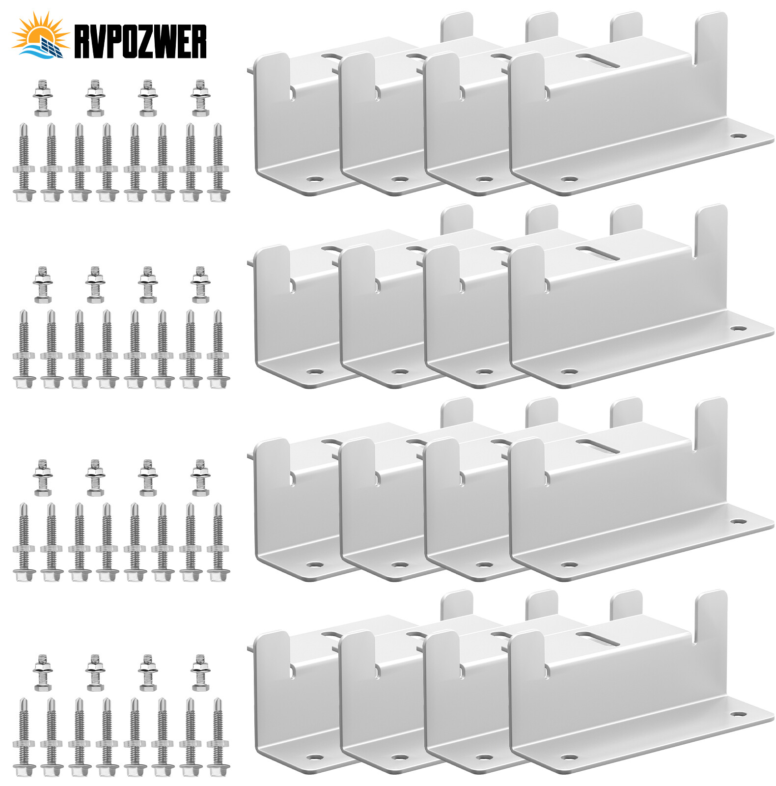 16PCS Solar Panel Z Bracket (4 Set) Mounting Mounts Aluminum RV Boat Roof Wall