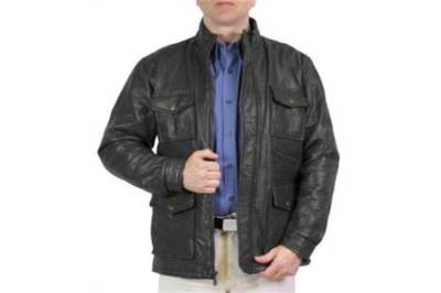 HERREN LAMMFELL LEDERJACKE SCHWARZ - 7 TASCHEN KRAGENMANSCHETTEN - GRÖßE UK M - X LARGE
