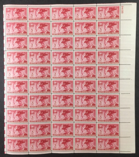 US, 985, GRAND ARMY REPUBLIC, FULL SHEET OF 50, MINT NH, 1940'S COLLECTION