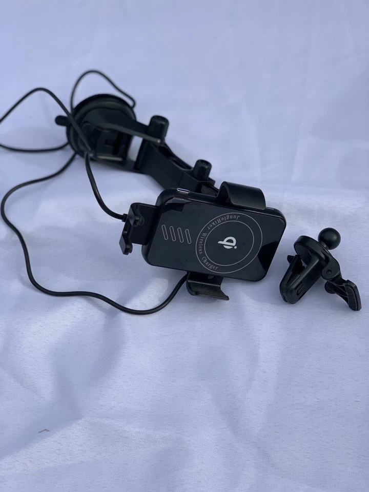 Qi 无线快速充电车载充电器支架 支架 2 合 1 适用于手机 — 第 2/4 张图片