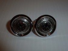 Vintage Silver-Tone Metal Cuff Links, Round with Fleur di Lis