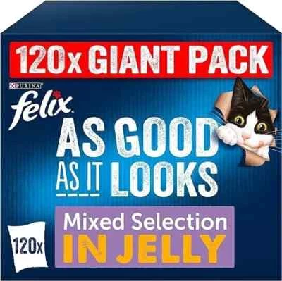 120 x 85g Felix As Good As It Looks Meat And Fish Mixed Jelly Cat Food