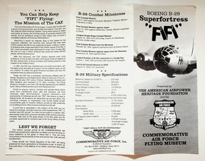 2003 Boeing B-29 Superfortress Fifi Air Force Flying Museum Aircraft Brochure