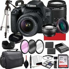 Canon EOS 2000D Rebel T7 DSLR Camera with 18-55mm f/3.5-5.6 Zoom Lens, 64GB...
