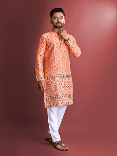 Men Kurta Set Pakistani Kurta Pyjama Indian Suits Wedding Party Groom Sherwani - Picture 22 of 44