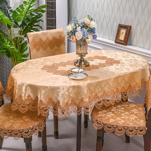 Vintage Embroidered Lace Floral Tablecloth Oval Dining Table Cloth Cover Doily - Picture 2 of 32