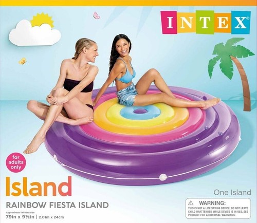Intex Rainbow Fiesta Island Pool Float 201 x 24cm XL Inflatable Water Lounge - Picture 8 of 13