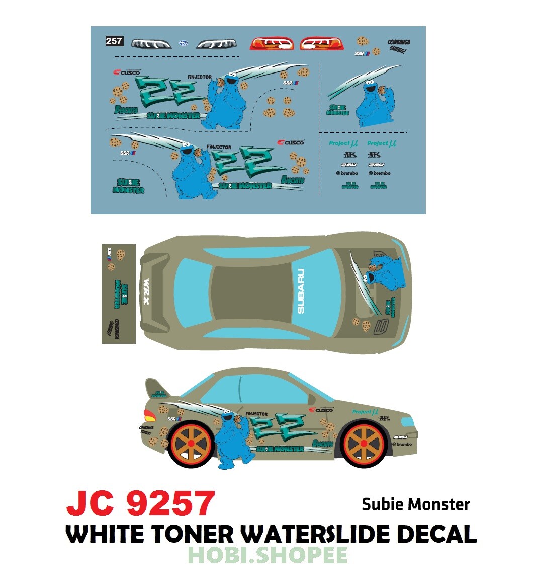 JC-9257 White Toner Waterslide Decal Subaru For Scale 1:64 Hot