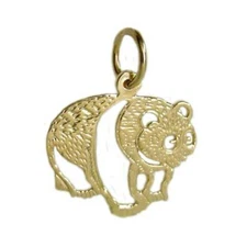 New 14k Yellow Gold Panda Bear Charm Pendant