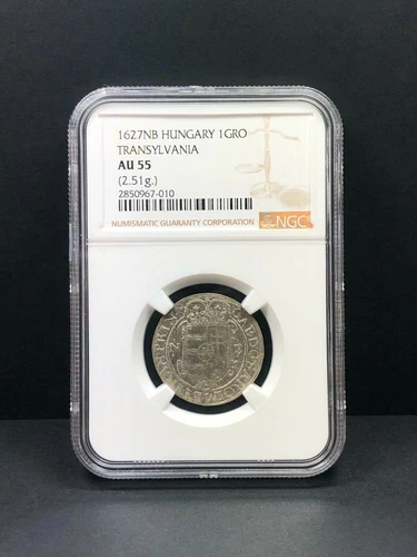 1627 NB Hungary Transylvania 1 Groschen. NGC AU 55. 