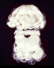 Professional Christmas Xmas Santa Claus White WIG AND FACIAL BEARD Mustache Set