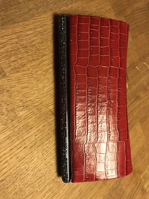 ORIGINAL Swarovski Abendtasche ''Boreal'' Clutch rotes Leder mit Krokoprägung.