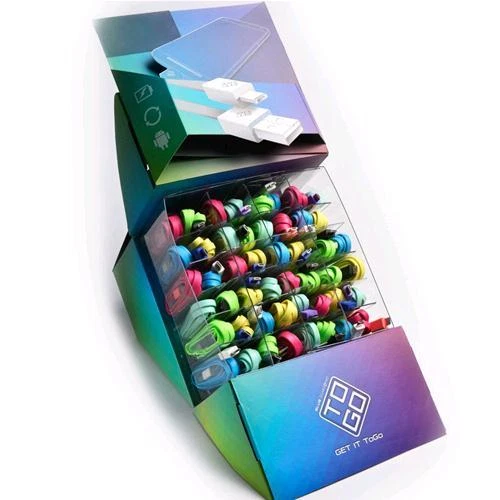 Bluediamond To Go Espositore 48 Cavi Flat USB A / Micro USB B Multicolor - Foto 1 di 1
