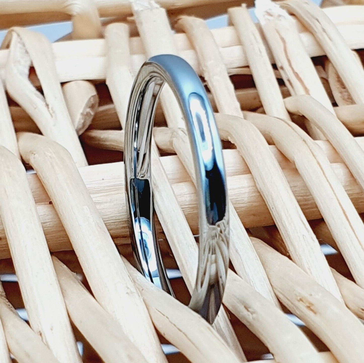 Engagement Ring Silver Tungsten Stacking Ring 2mm Thin Wedding Band for Her-image