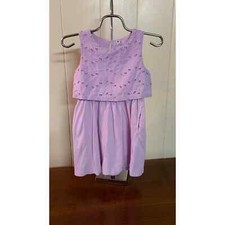 Uniqlo Dress Girls 6-7 Purple Eyelet Sleeveless Pockets Japan