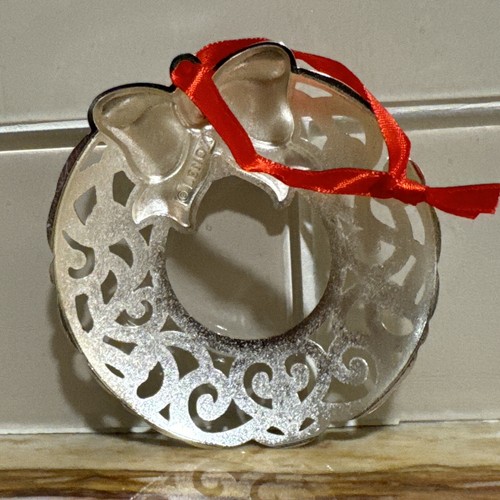 Lenox Sparkle and Scroll Silver Plated Wreath Ornament Multi Color Crystals - Picture 3 of 7