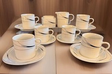 Mikasa Fine China Caviar Tea Set For 6 Cups Saucers Sugar Creamer 14pcs
