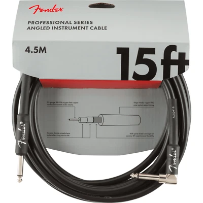 Fender 4.5M (15') Professional Series Instrument Cable - Straight/Angle, Black