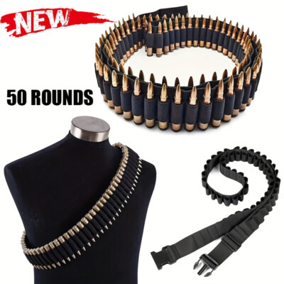 50-Round Ammo Bandolier Belt for 5.56mm 308 Cal, 30-06 & 7.62mm Shell Holder USA