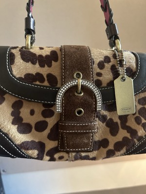 COACH Madison Ocelot Haircalf Top Handle Party Evening Purse Bag RARE
