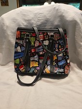 Rare! Vtg. Sydney Love Fashon Divas Shoulder Bag Purse Black Multicolor Pattern