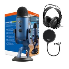 Blue Microphones Yeti Usb Microphone Blue With Headphones And Pop Filter