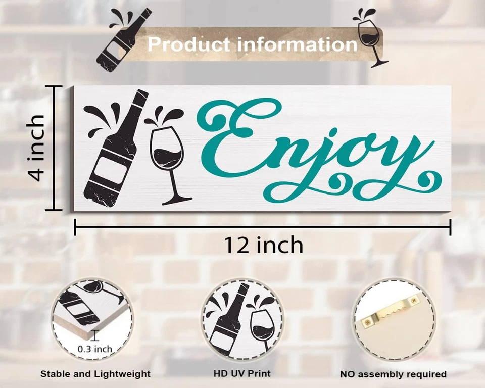 - Turquoise Kitchen Decor Accessories, Teal Wall Art with Grey, Eat Drink Love W - Image 3 of 4