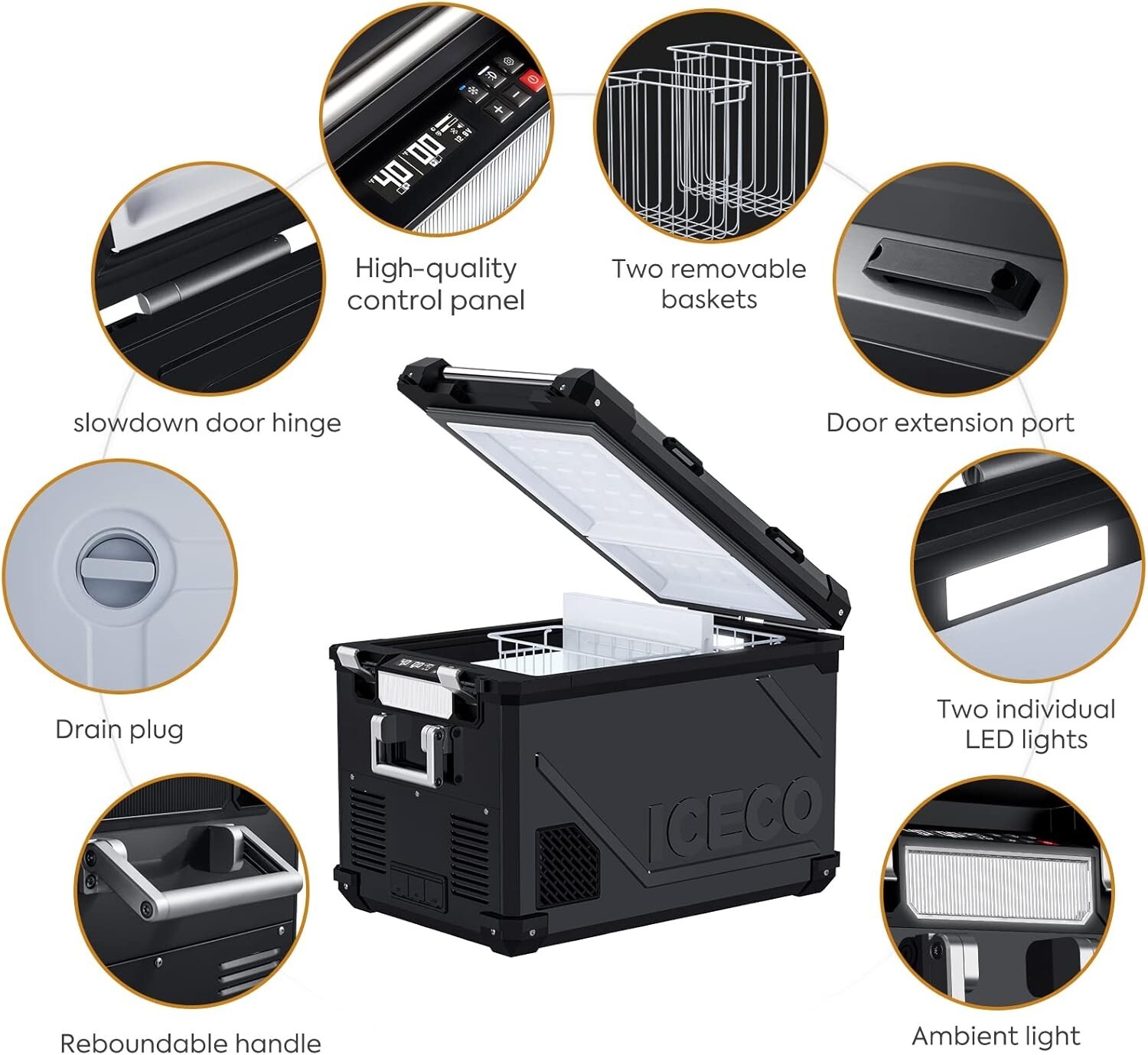 ICECO APL55 Dual Zone Portable Refrigerator Freezer Bluetooth Controlled for Car