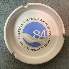 Vintage Ashtray White Ceramic Louisiana World Exposition 1984 Tobacianna