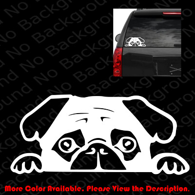 PEEKING PUG Puppy Doggy Dog Vinyl Decal Car Window/Phone |Die Cut |Sticker AM011