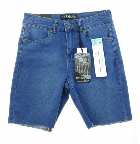 Diamante Juniors Raw Hem Bermuda Denim Blue Jean Shorts Casual Summer Size 5 - Picture 5 of 12