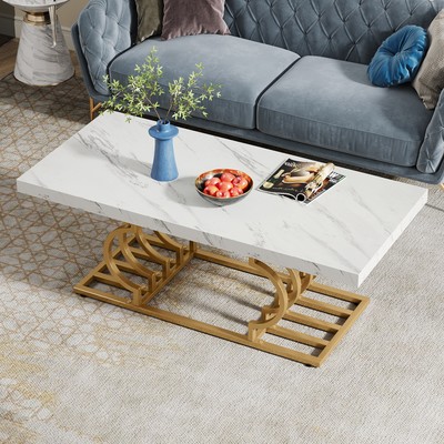 47'' Modern Coffee Table Rectangle Cocktail Table Accent Center Table Living Room