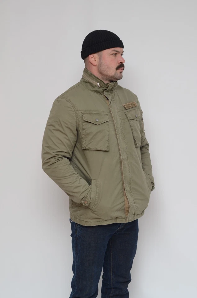 Jaqueta SCHOTT Vintage Masculina Caqui Verde Algodão Exército Militar Tipo U Tamanho XL - Imagem 3 de 4