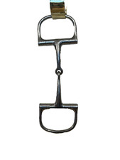SHOWMAN STAINLESS STEEL D-RING BROKEN MOUTH SNAFFLE BIT 4 3/4  
