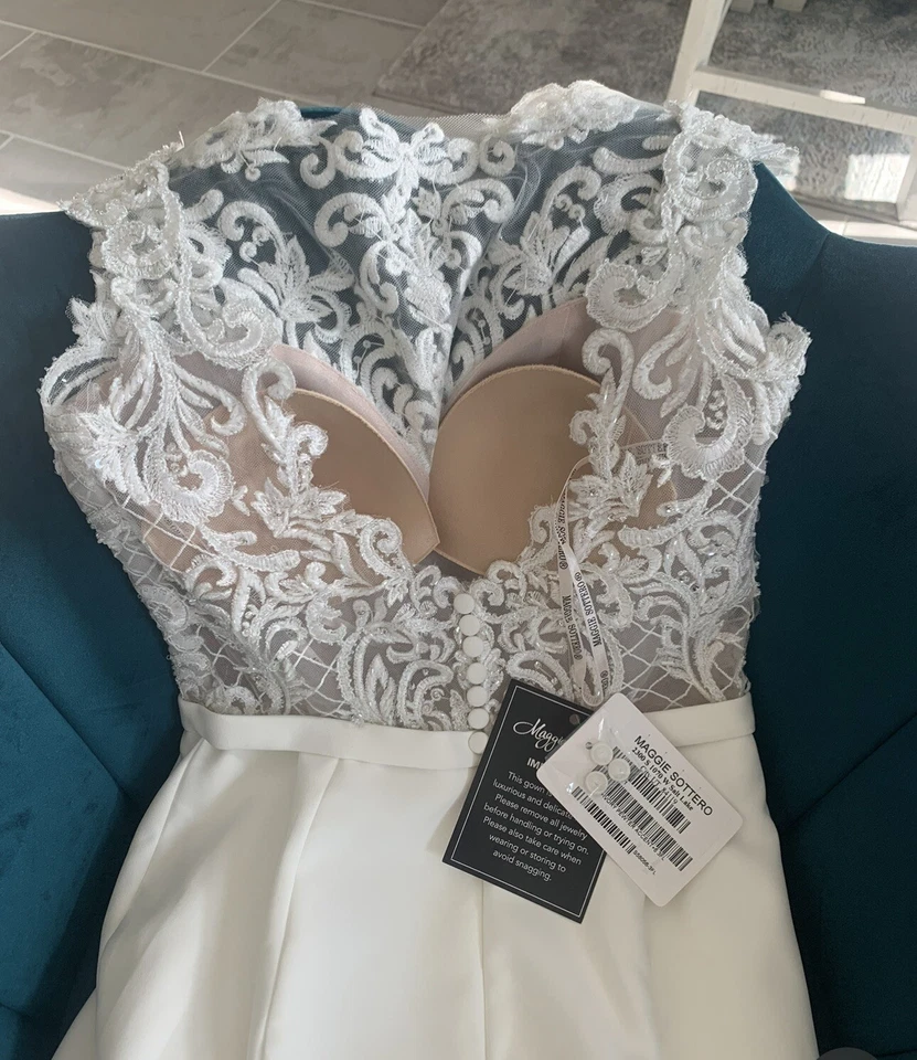 Nuevo vestido de novia Maggie Sottero marfil ~ nunca usado con todas las etiquetas adjuntas Foto 3 de 4