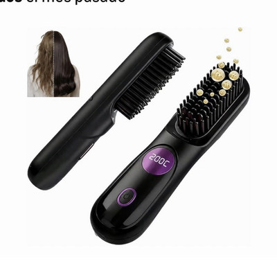 Hair Essence Go Brush Pro Cordless Straightening Brush 200°C Temp Display Black