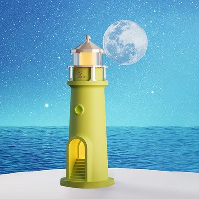 Lighthouse Night Light, Cute Moon Projection Lighthouse Lamp with Bluetooth S...