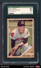 1962 Topps #182 Bob Nieman Green Tint Indians RARE VARIATION SGC 7.5 - NM+