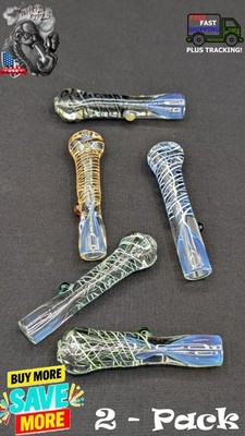 2 Pack: 3'' Glass Tobacco Pipes - Glass One Hitter 01