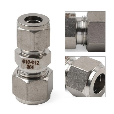 10mm x 12mm OD Tube Double Ferrule Coupling Connector Compression Tube Fitting