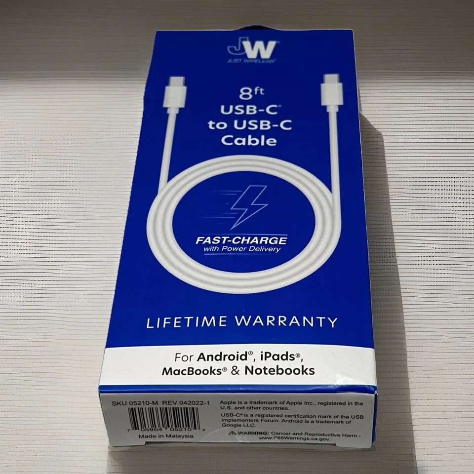 ПРОСТО БЕСПРОВОДНОЕ ЗАРЯДНОЕ УСТРОЙСТВО 8 футов USB-C на USB-C, совместимое с iPhone 15 и iPhone 16 - Изображение 2 из 2
