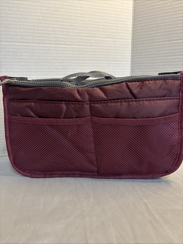 Purse Handbag Organizer Insert Burgundy Gray - Picture 5 of 10