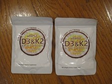 2 Vitamin D3 10000 iu, K2 MK-7 200 mcg with Coconut Oil - 180 Softgels Each