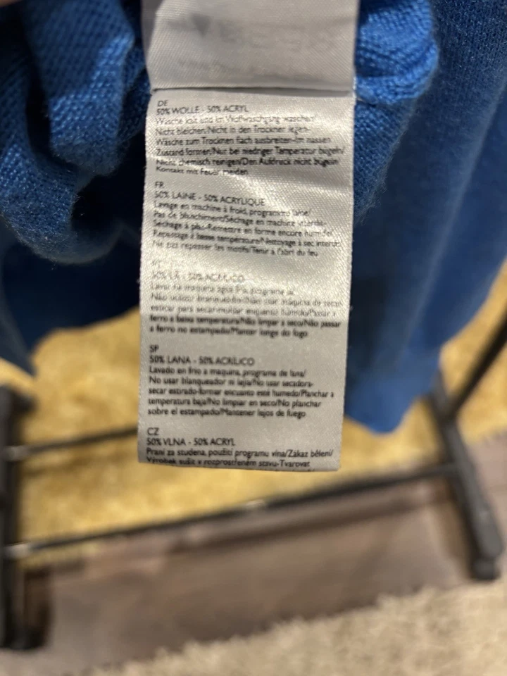 GORGEOUS GALVIN GREEN BLUE V-NECK WOOL BLEND GOLF JUMPER -SIZE EXTRA LARGE / XL - Image 4 of 4