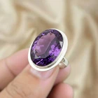 925 Sterling Silver Ring Amethyst Gemstone Ring Silver Statement Ring