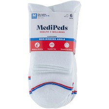 MediPeds Diabetic Womens Half Cushion Ankle Sock 6 Pairs Women's Shoe Size 10-13