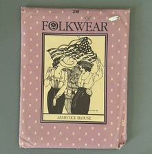 Folkwear Armistice Blouse Sewing Pattern 210 Womens 8-10-12-14 Uncut 1980