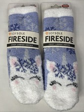 2 Sofsole FIRESIDE Cozy Lodge Socks Unicorn Purple White Youth Size 10-4 NEW