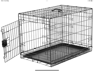 Amazon Basics Medium Metal Dog Crate with Tray, Durable and Foldable With  Door UK