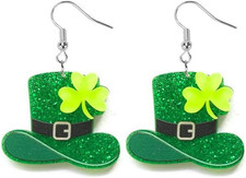 St Patrick'S Day Earrings for Women Cute Funny Acrylic Irish Shamrock Dangle Ear